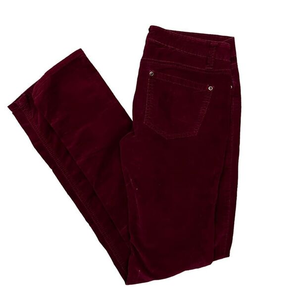 Burgundy Corduroy Spandex Blend Trousers - Picture 10 of 10